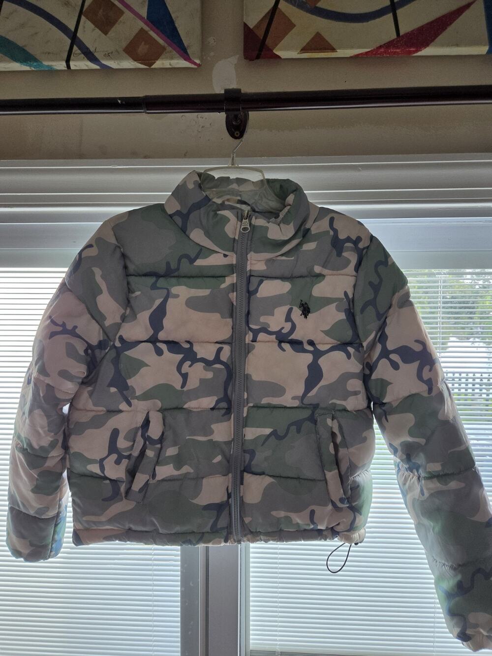 U.S. Polo Assn Women's Crop Printed Camo Puffer Jacket Size Medium